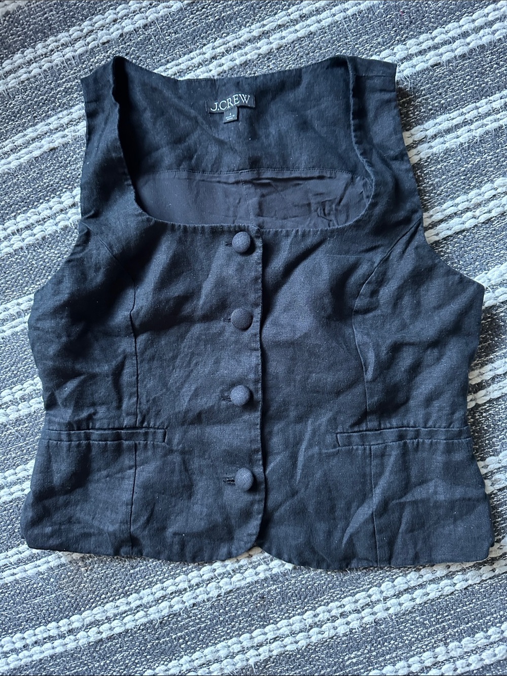 J. Crew Black Sleeveless Button Front Vest - Picture 3 of 6